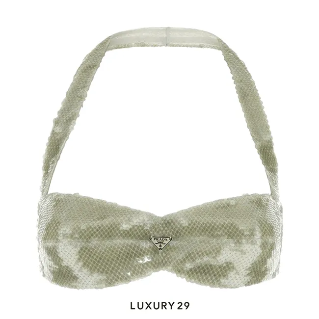 Prada bikini top Tulle Ricamo Verde