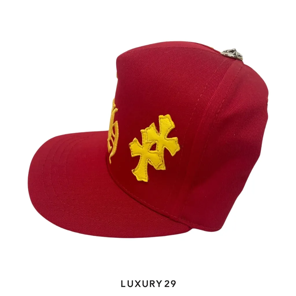 Chrome Hearts Leather Cross Patch Hat Red/Yellow(Free Size, Red)