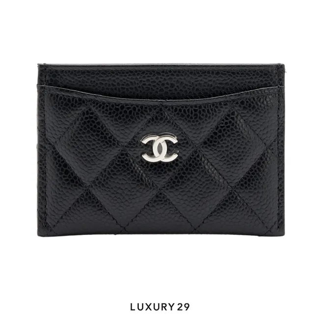 Chanel Classic Card Holder Grained Calfskin & Silver-Tone Metal Black