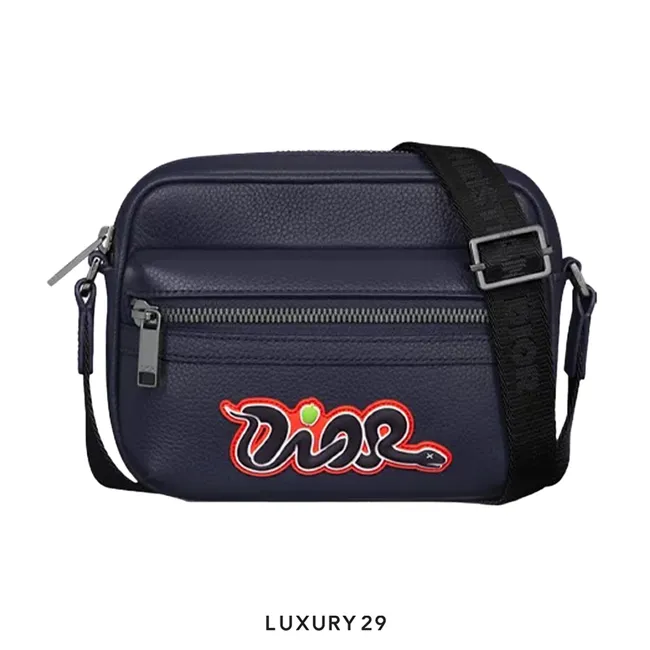 Dior and Kaws Mini Rider 2.0 Zipped Messenger bag Red/Navy Blue