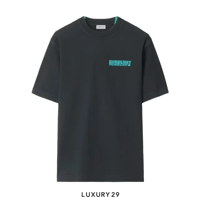 Burberry Warped Logo Cotton T-shirt in Atom Blue