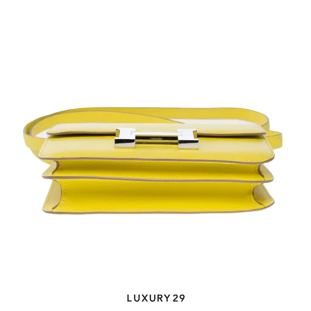 Hermes SAC Constance III Mini Paladium Hardware Miroir Chevre Mysore Limonc(Mini, Yellow)