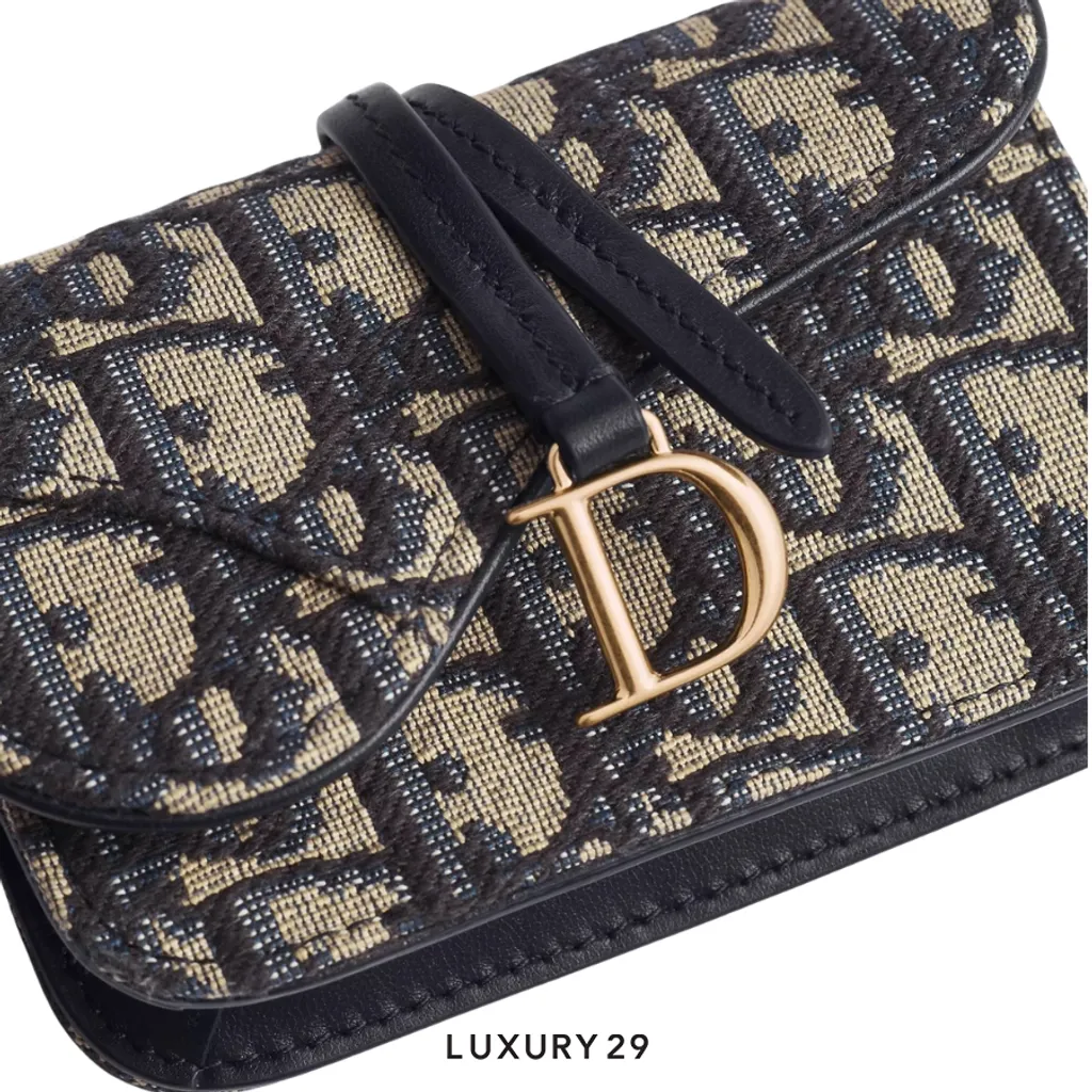 Dior Saddle Sunflower Wallet Blue Oblique Jacquard(Mini, Blue)