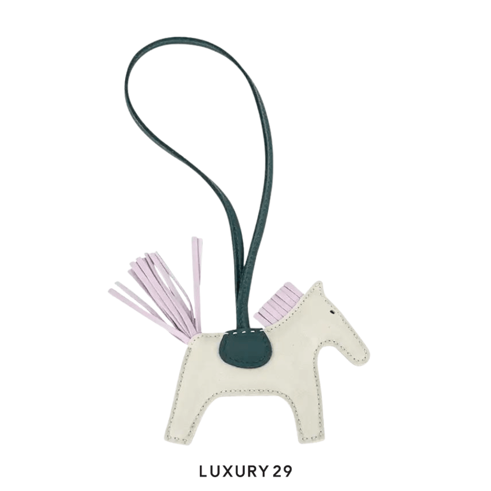 Hermes Rodeo PM charm Craie / Mauve Pale / Vert Cypres(Small, White)