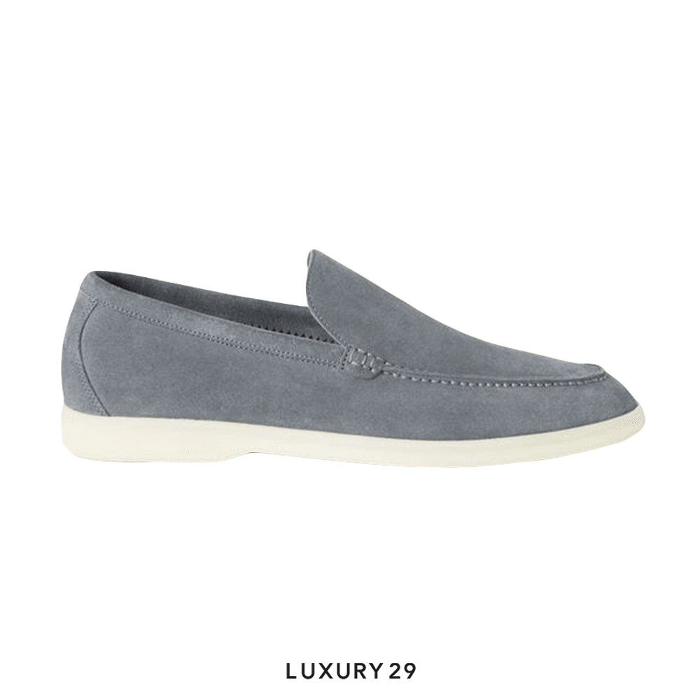 Loro Piana Summer Walk Loafers Suede Frozen Blue(45, Grey)