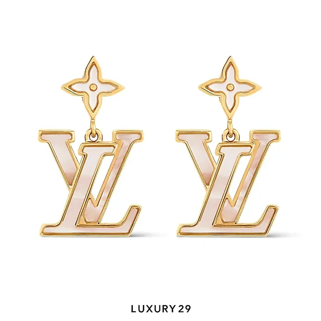 Louis Vuitton LV Lady LV Pearlescent Earrings Pink gold