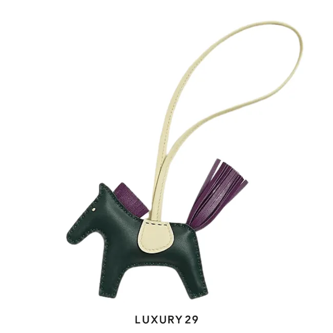 Hermes Rodeo PM charm Vert Cypres / Violet / Jaune Milton