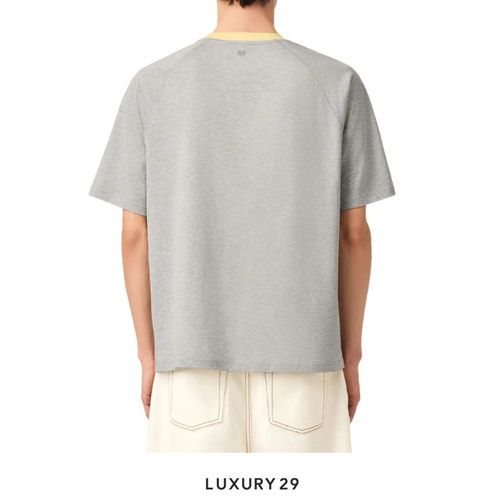 Ami De Coeur Short sleeves T-Shirt in Mercerized Jersey Light Moss Grey/Yellow(S, Grey)