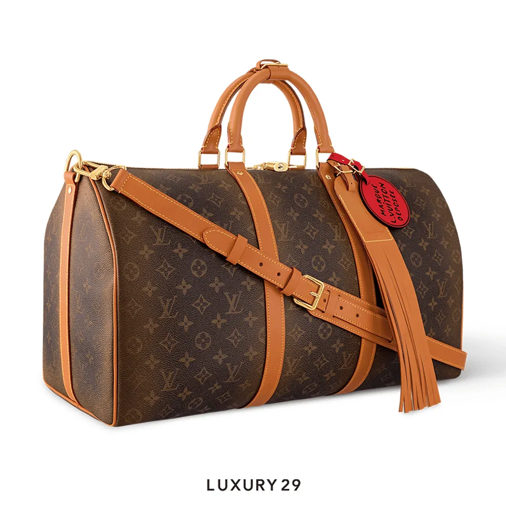 Louis Vuitton LV Keepall Bandouliere 50 Monogram Dust Coated(Medium, Brown)