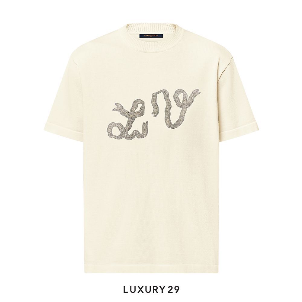 Louis Vuitton LV Embellished Short-Sleeved Cotton Crewneck White(S, White)