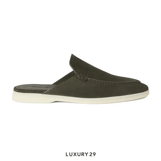 Loro Piana Babouche Walk Loafers Suede Mimetico