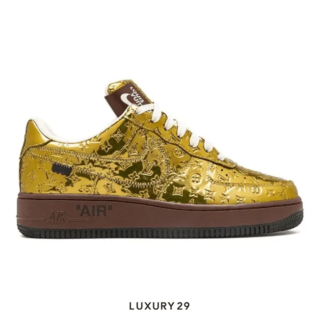 Louis Vuitton LV Nike Air Force 1 Low By Virgil Abloh Metallic Gold (M)