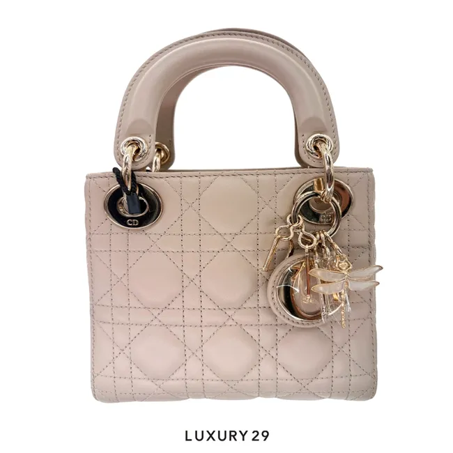 Dior Mini Lady Dior bag Powder Beige Connage Lambskin