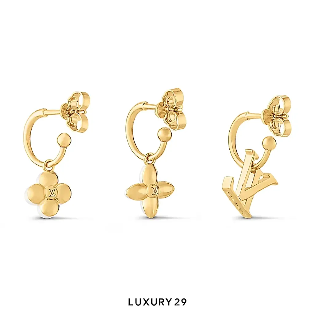 Louis Vuitton LV Floragram Earrings Monogram Flower Gold(Free Size, Gold)