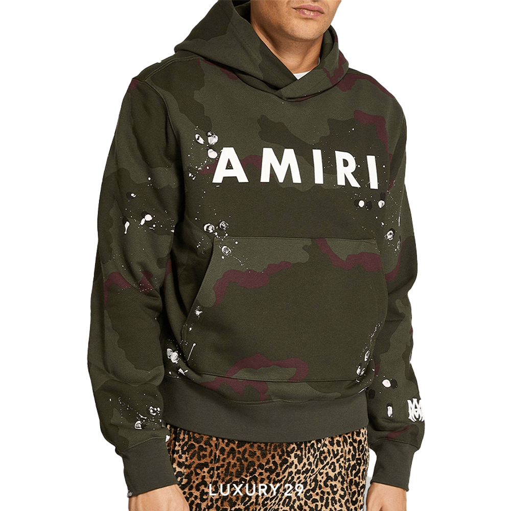 Amiri Army Logo Hoodie 'Camo'(L, Green)