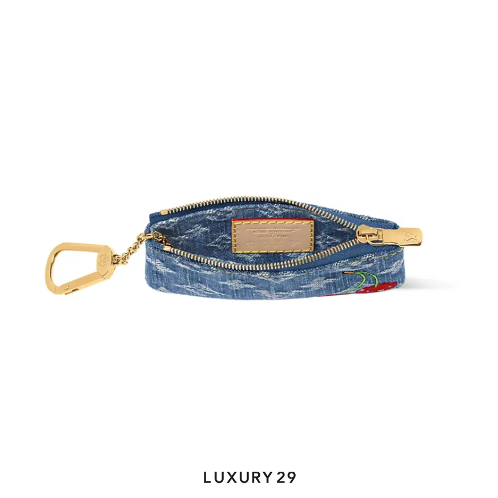 Louis Vuitton LV x TM Key Pouch Monogram cherry denim Blue(Mini, Blue)