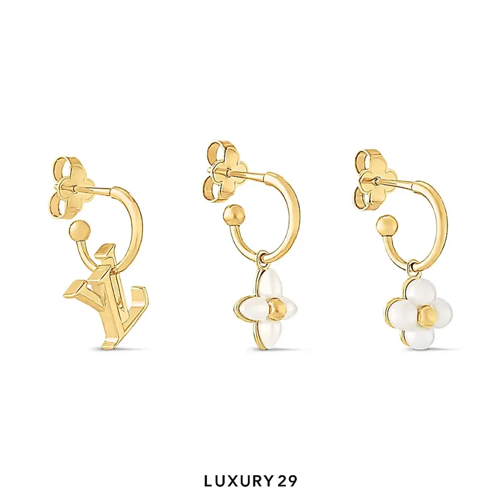 Louis Vuitton LV Floragram Earrings Monogram Flower Gold(Free Size, Gold)
