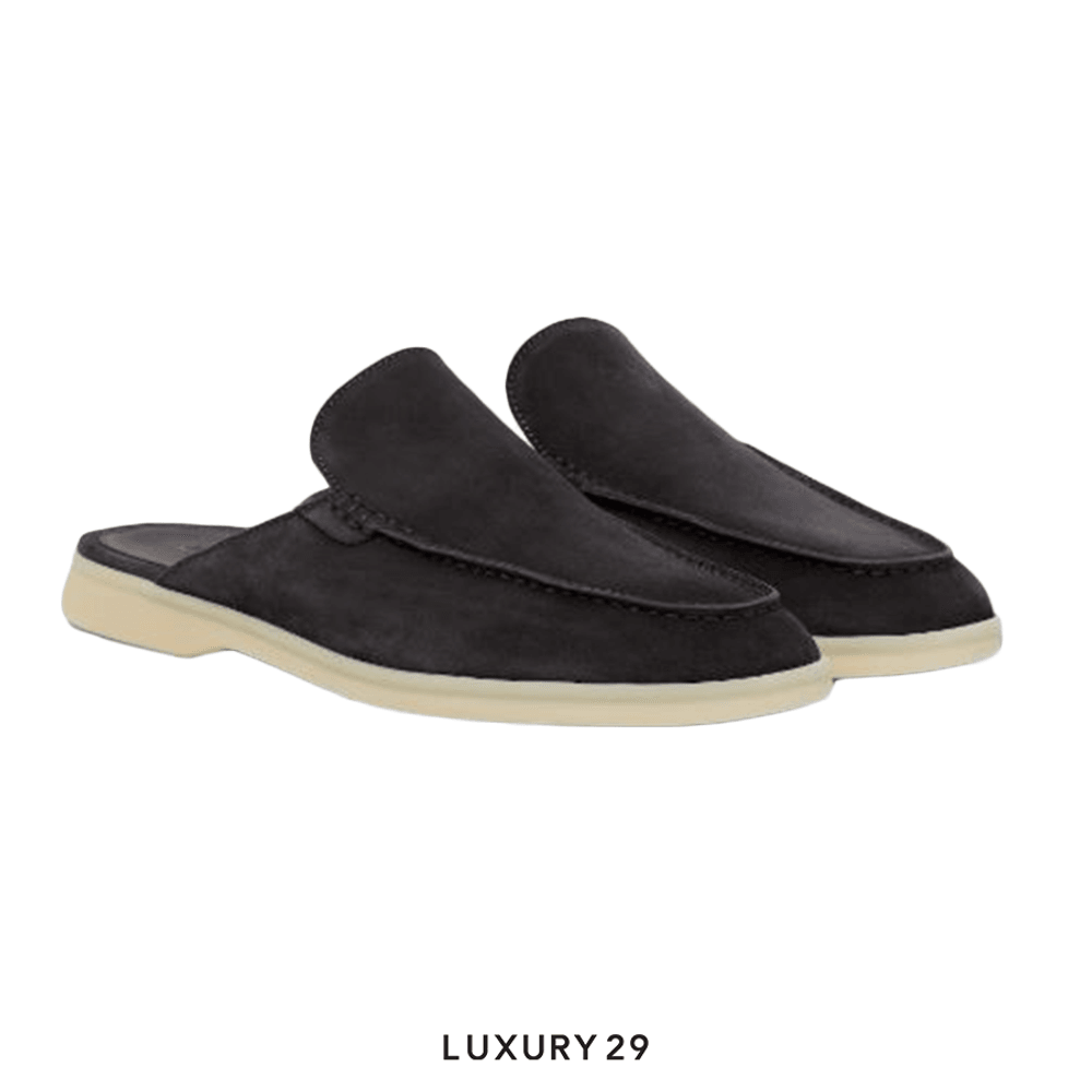 Loro Piana Babouche Walk Loafers Suede Ink(39, Grey)