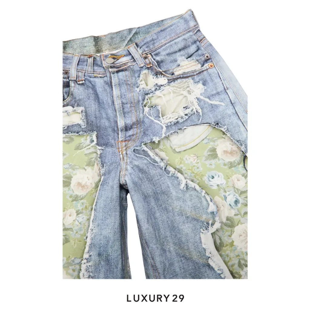 Acne Studios Low waist, baggy leg Trompe-l’oeil jeans - 1981(XS/XS, Blue)