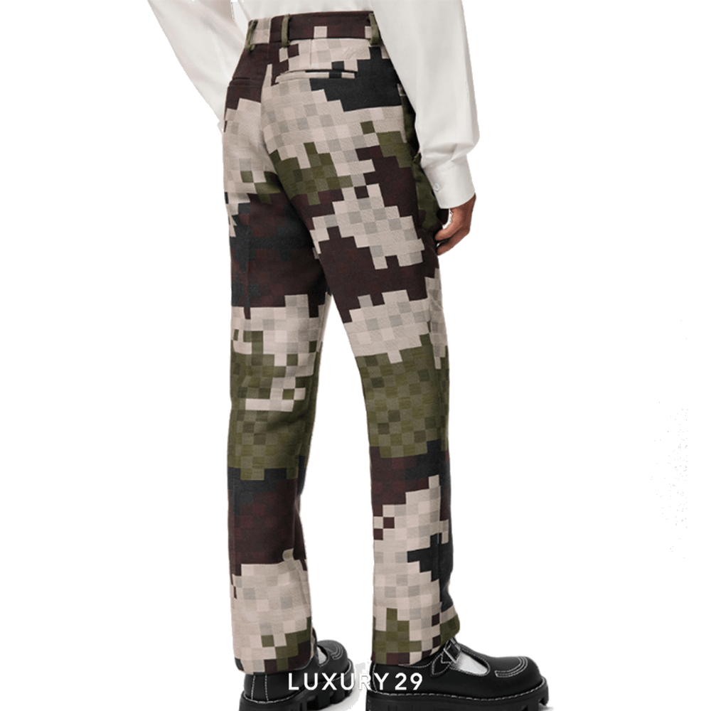 Louis Vuitton LV Tailored Cotton Damier Cigarette Trousers(M, Green)