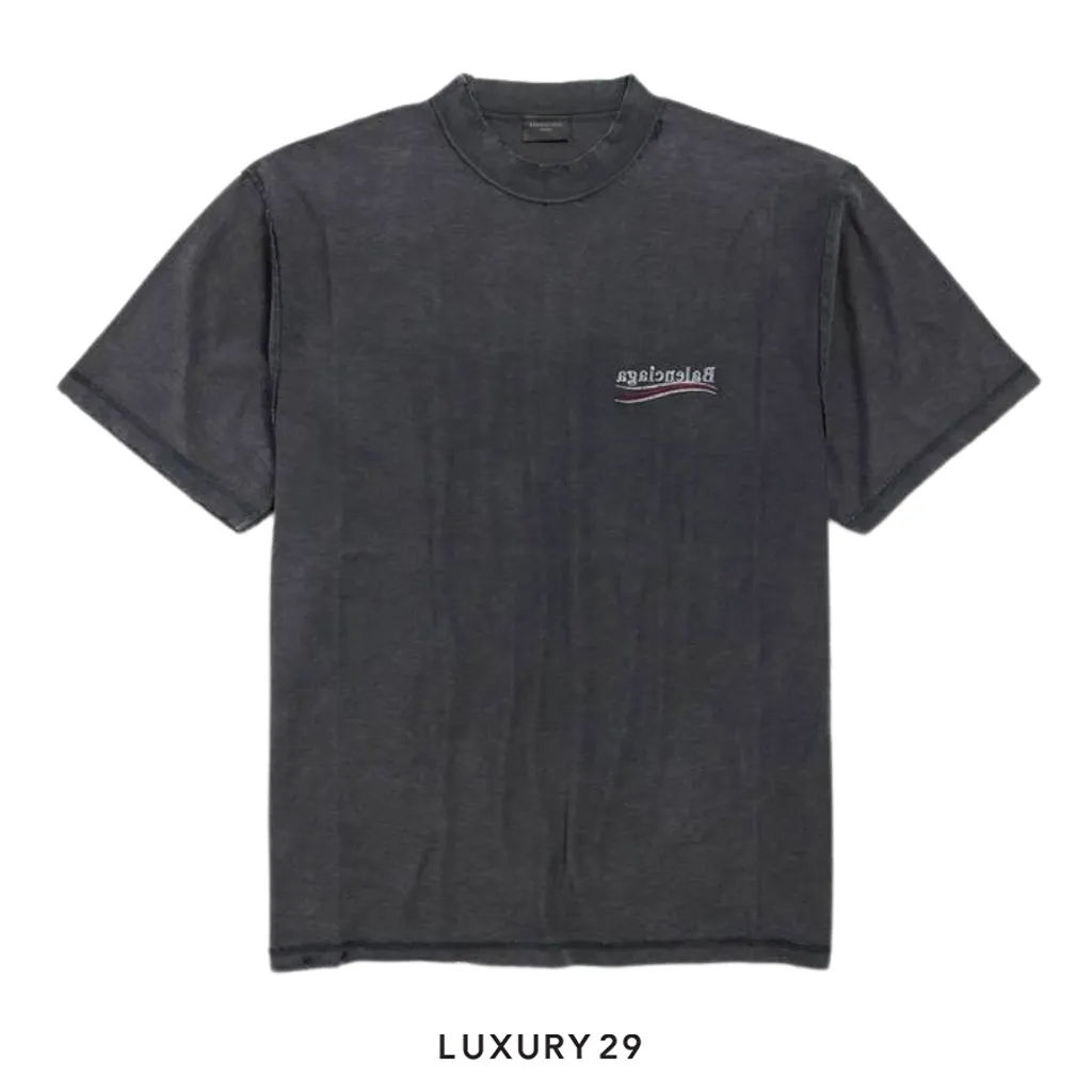 Balenciaga Political Campaign Inside-out T-shirt Large Fit in Faded Black(XS, Black)
