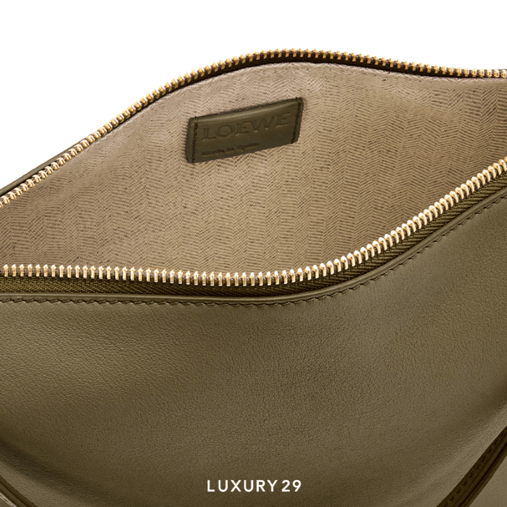 Loewe Mini Hammock Hobo Bag in Classic Calfskin Dark Khaki Green