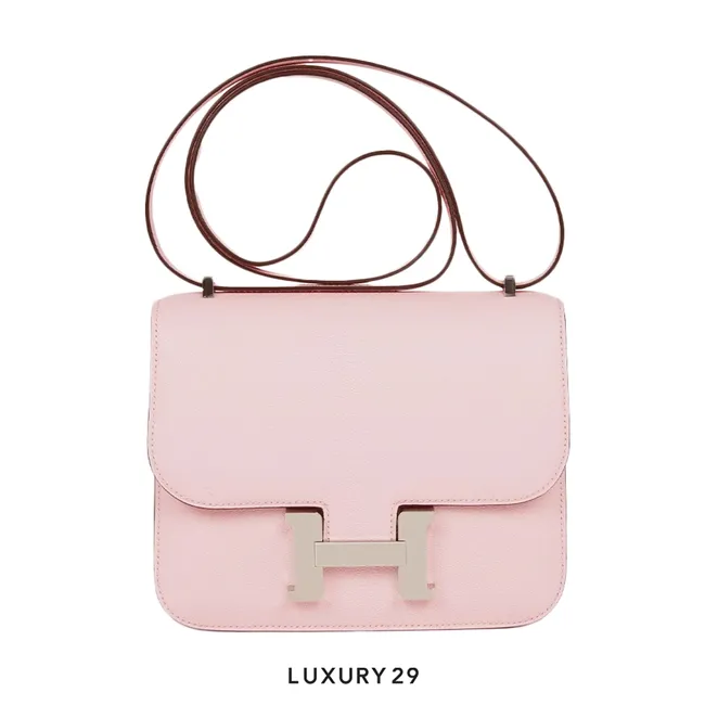 Hermes Constance 18 Rose Sakura Chevre Palladium Hardware