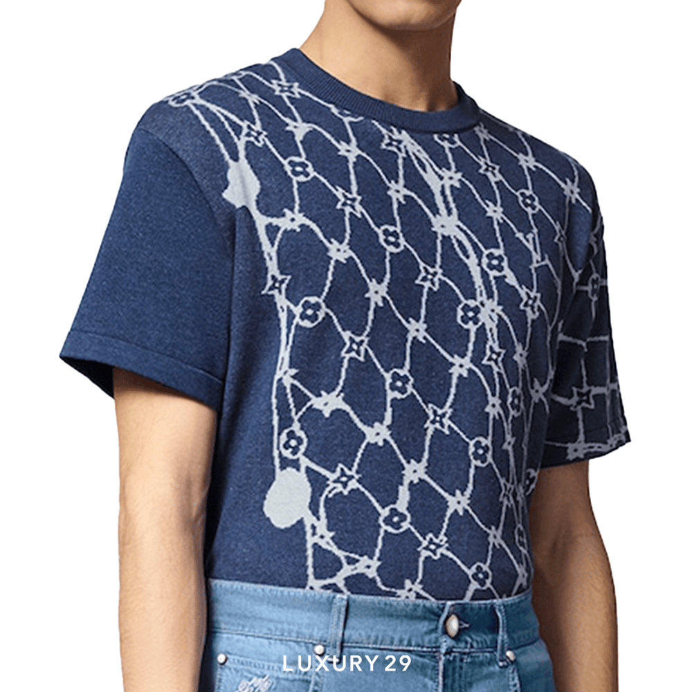 Louis Vuitton LV Cotton Short-Sleeved Crewneck(M, Blue)