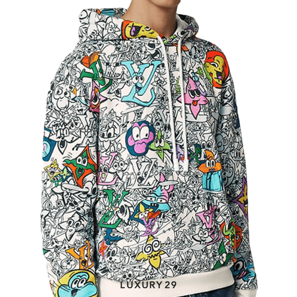 Louis Vuitton LV Monogram Comics Hoodie(4XL, White)