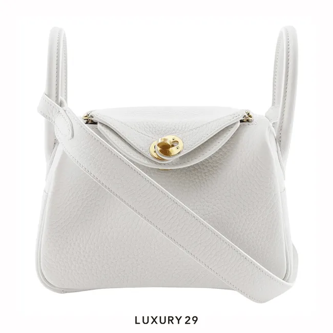 Hermes Mini Lindy White Swift Gold Hardware