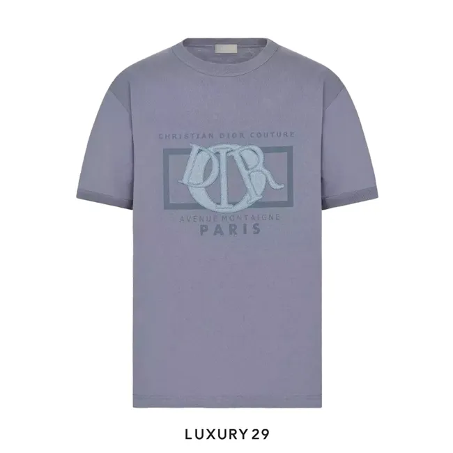 Dior Big O patch letter Logo print T-shirt short sleeve gray