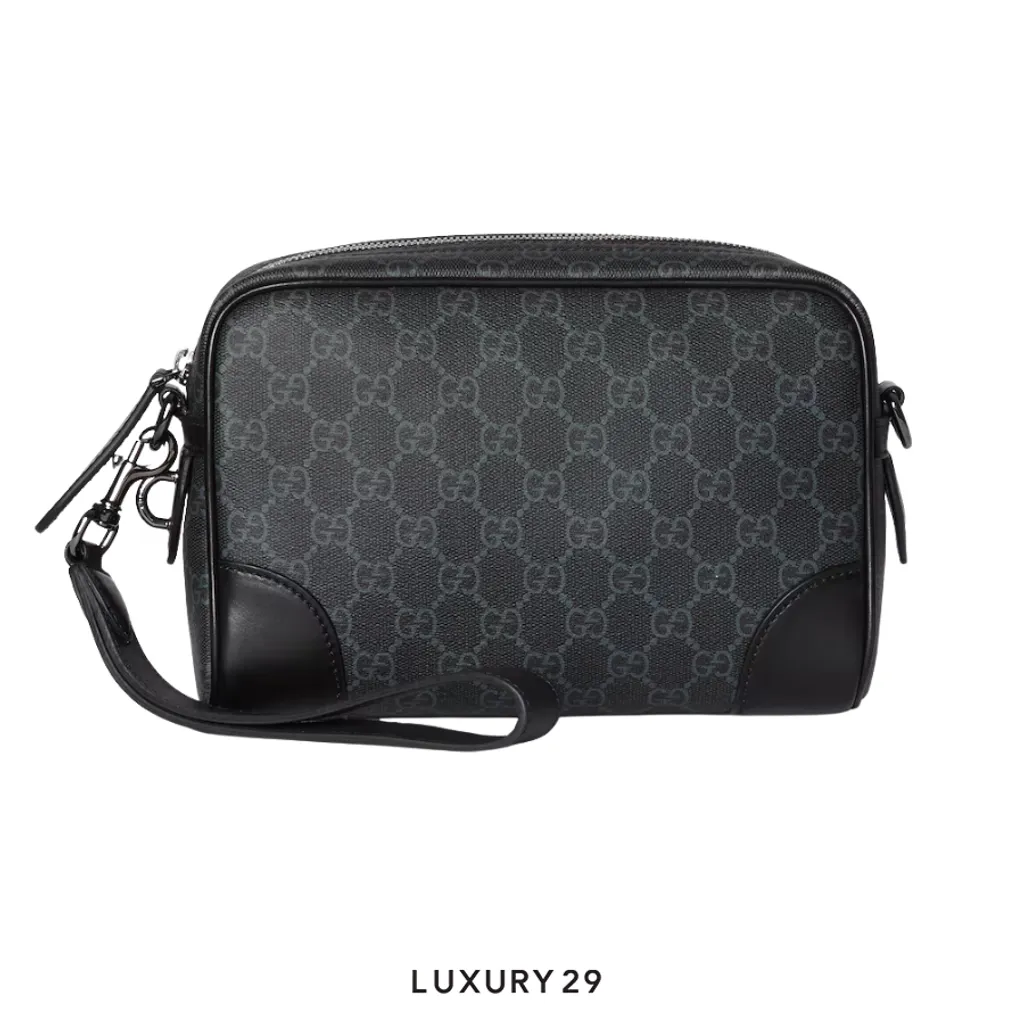 Gucci GG Emblem small crossbody bag Black new GG Monogram coated fabric(Small, Black)