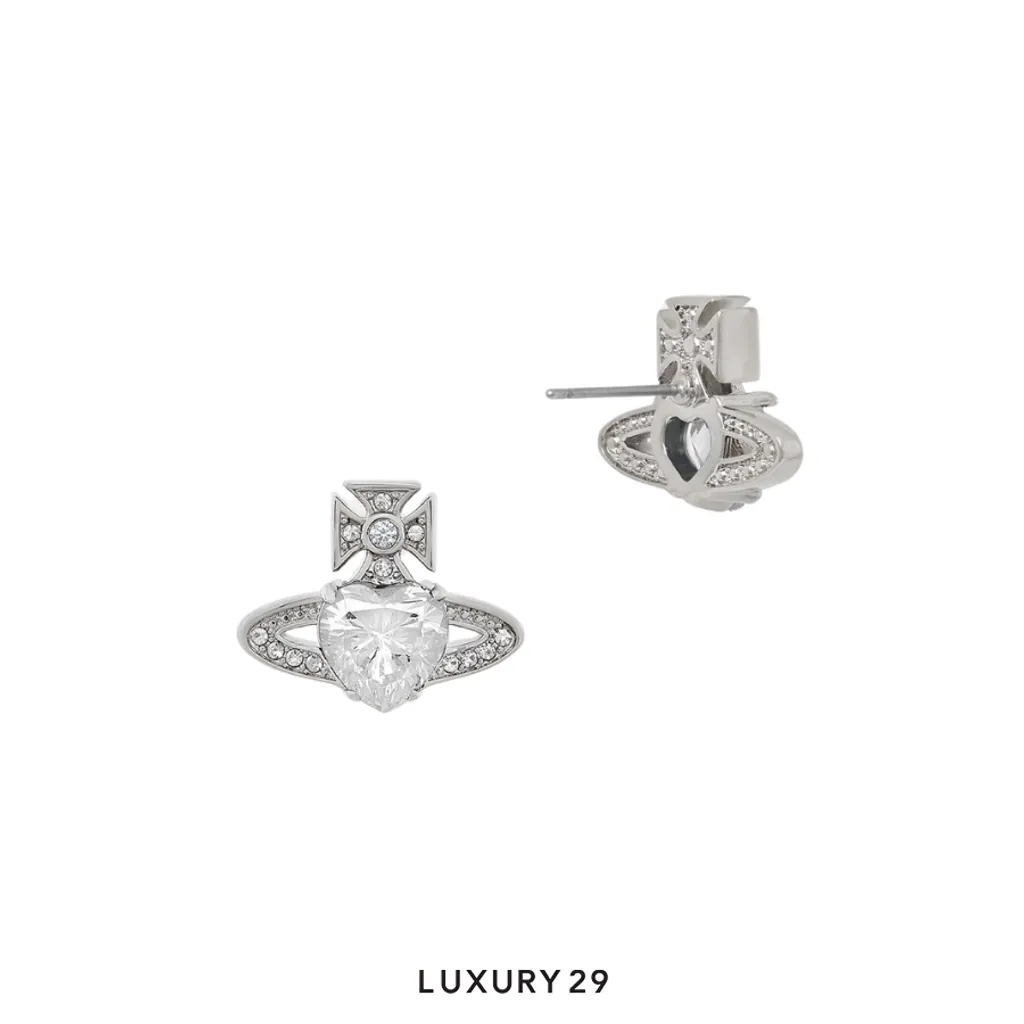 Vivienne westwood Ariella Earrings platinum white cz crystal(Free Size, Silver)