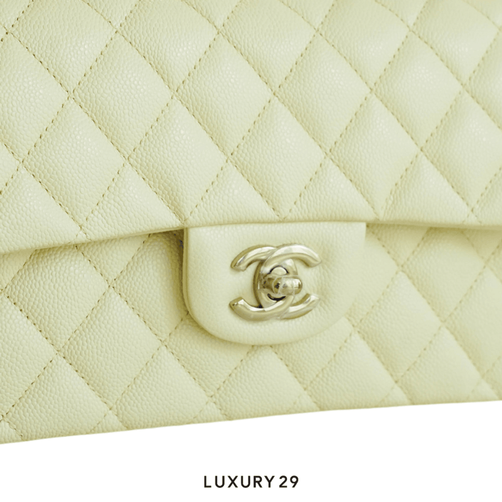 Chanel Small Classic Double Flap Bag Light Green Lambskin Light Gold Hardware(Small, Green)