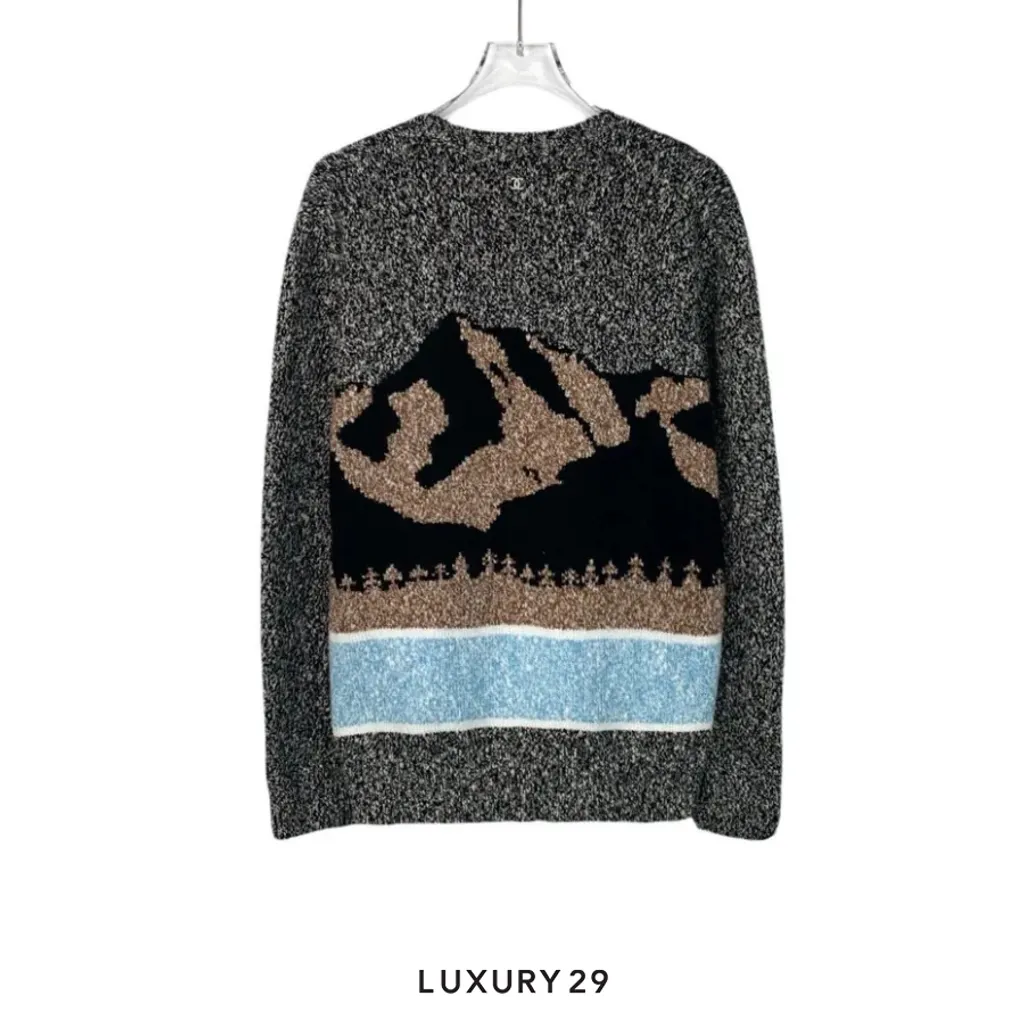 Chanel Snow Series Color-Blocked Sweater-dmc(36, Black)