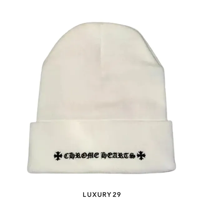 Chrome Hearts logo beanie White