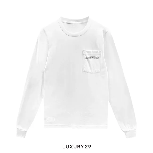 Chrome Hearts LONGSLEEVE POCKET CREW T-SHIRT U.S.A. White