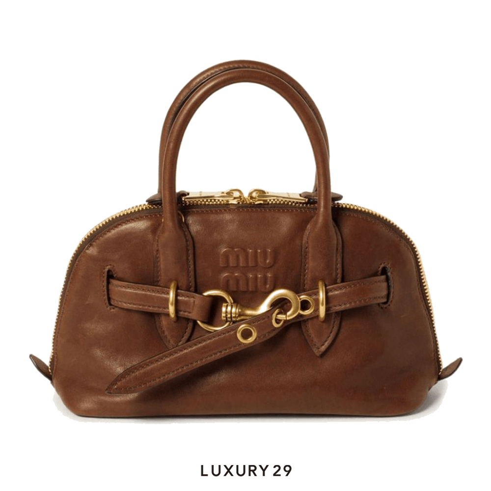 関税込 MiuMiu | Aventure nappa leather top-handle bag Oak Aventure Nappa Leather Top-handle Bag | Miu Miu