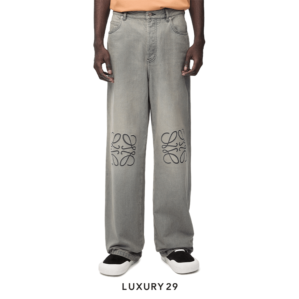 Loewe Anagram baggy jeans in denim Grey Melange(46, Grey)