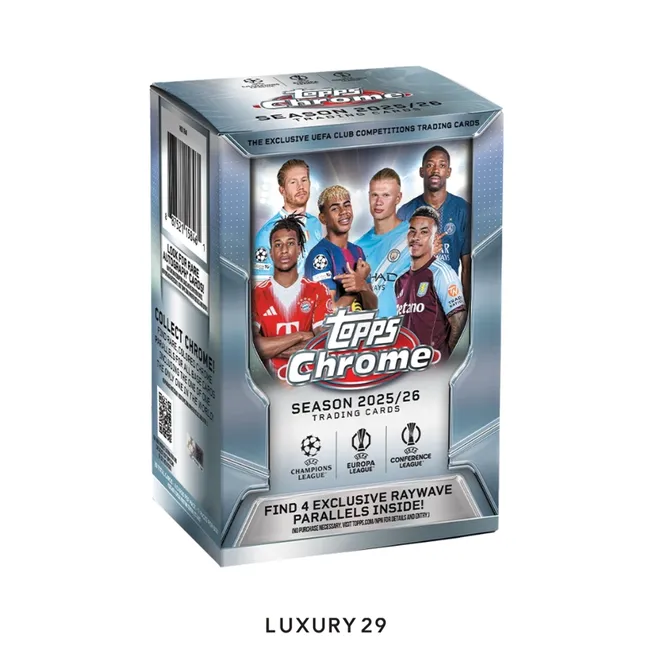TOPPS CHROME UEFA Club Competitions VALUE BLASTER BOX UCC Soccer 2025/26