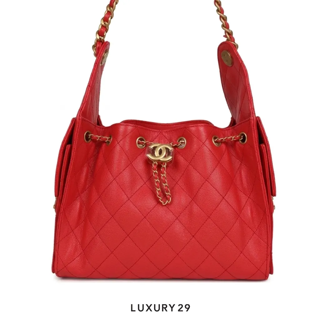 Chanel 25 Small Handbag Grained Calfskin & Gold-Tone Metal Dark Red(Small, Red)