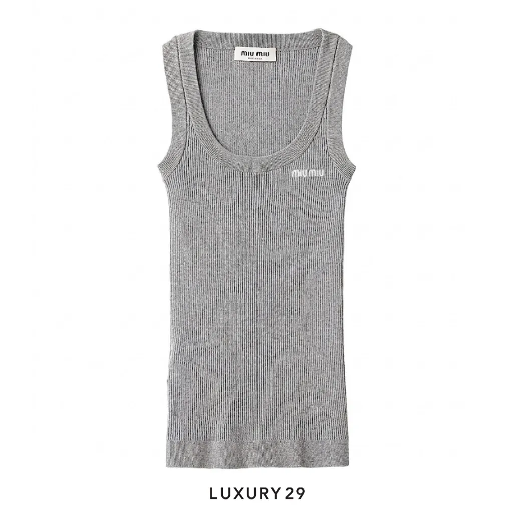 Miu Miu Canotta Cashmere Silk Grigio Grey(42, Grey)