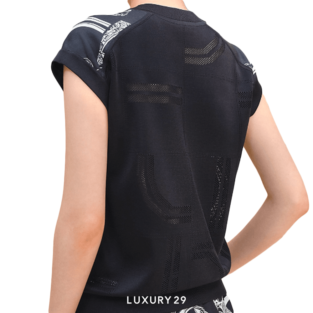 Hermes "En Desordre Finesse" sleeveless twillaine sweater(S, Black)