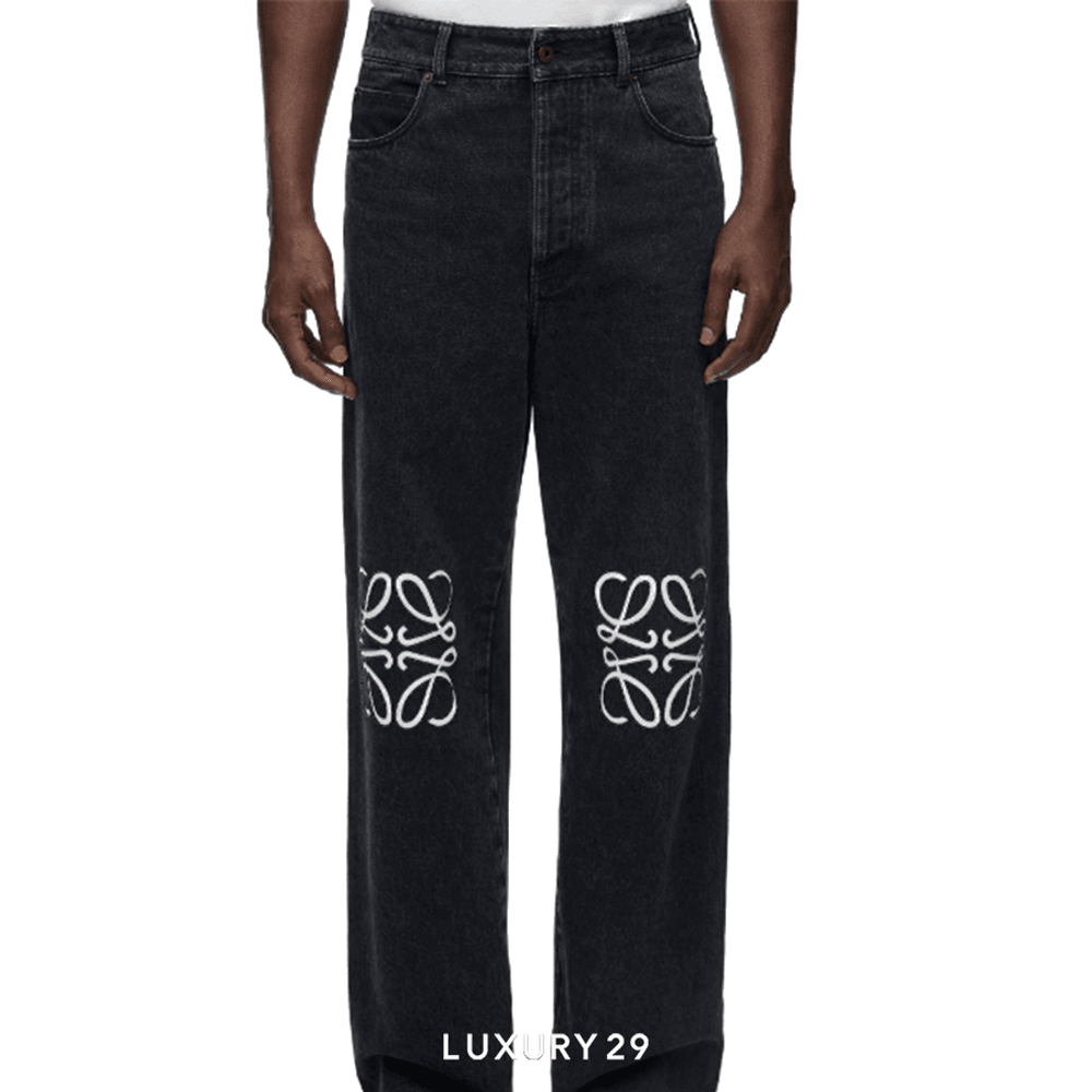 Loewe Anagram Baggy Jeans in Denim Black(50, Black)