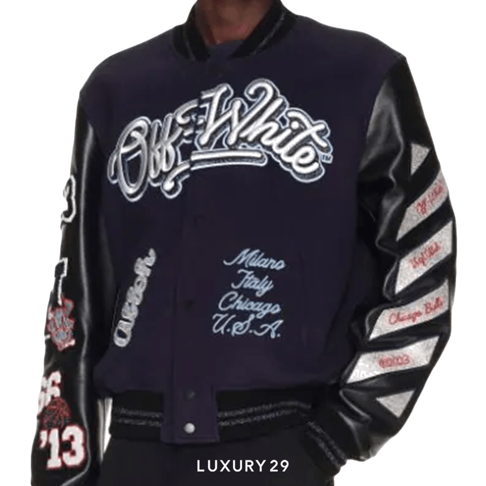 Off-White C/O Chicago Bulls Blue Varsity(2XL, Blue)