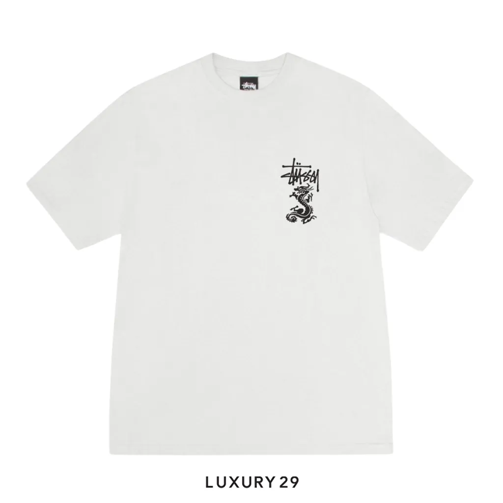 STUSSY DOUBLE DRAGON TEE PIGMENT DYED WHITE