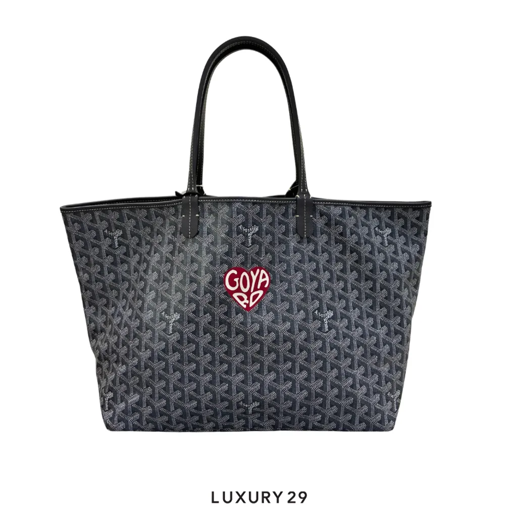 Goyard Saint Louis PM Bag Grey Hand-Painted Heart Red(Small, Grey)