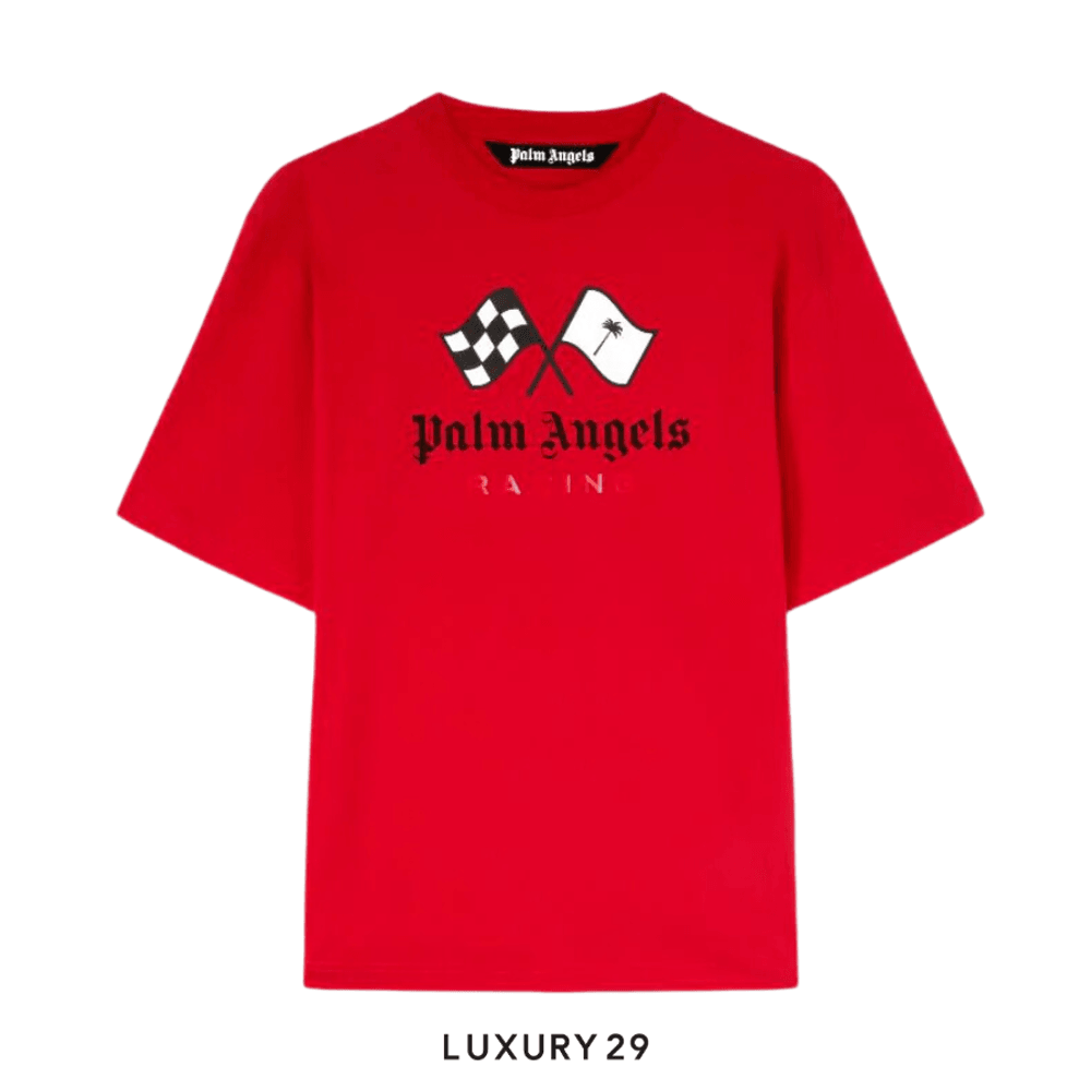 Palm Angels T-SHIRT RACING RED RED BLACK(M, Red)