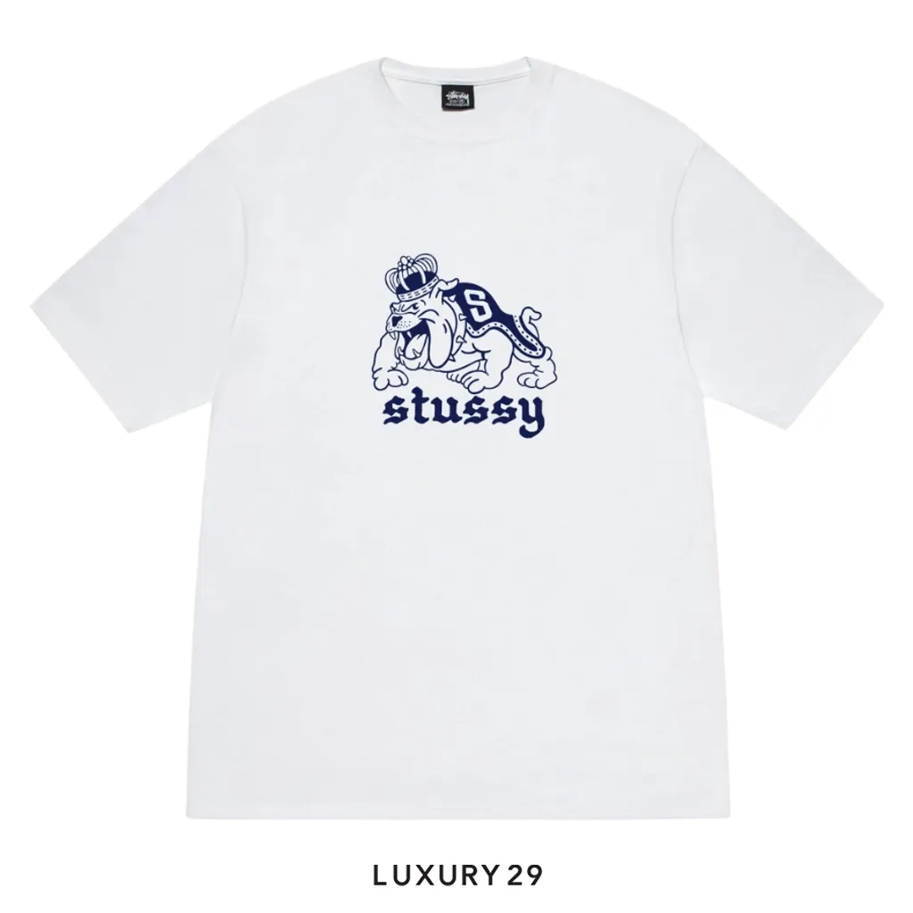 STUSSY BULLDOG TEE WHITE(S, White)