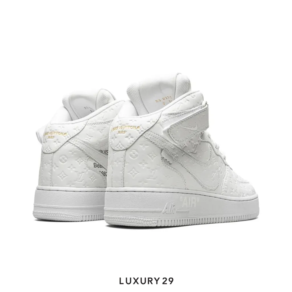 Louis Vuitton LV Nike Air Force 1 Mid By Virgil Abloh White(M)(41.5, White)
